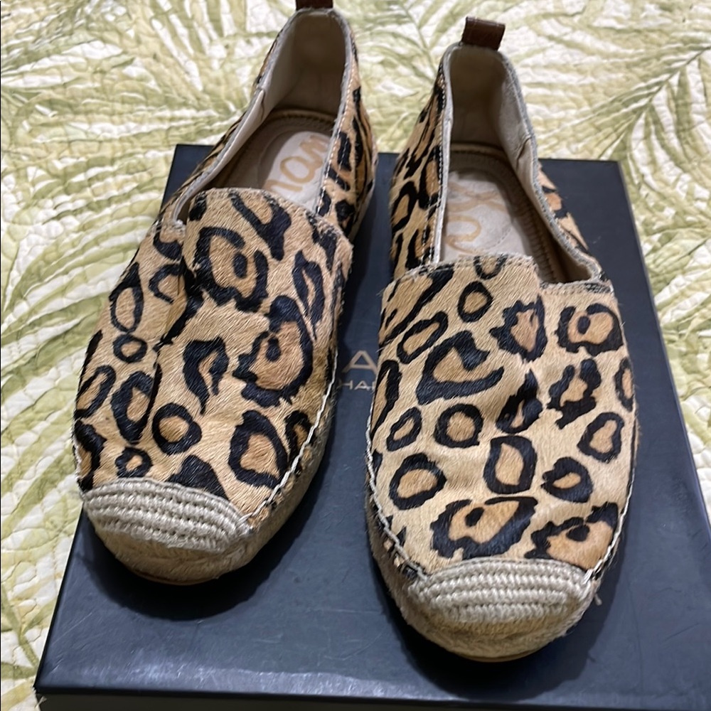 Sam Edelman leopard print calf hair espadrilles